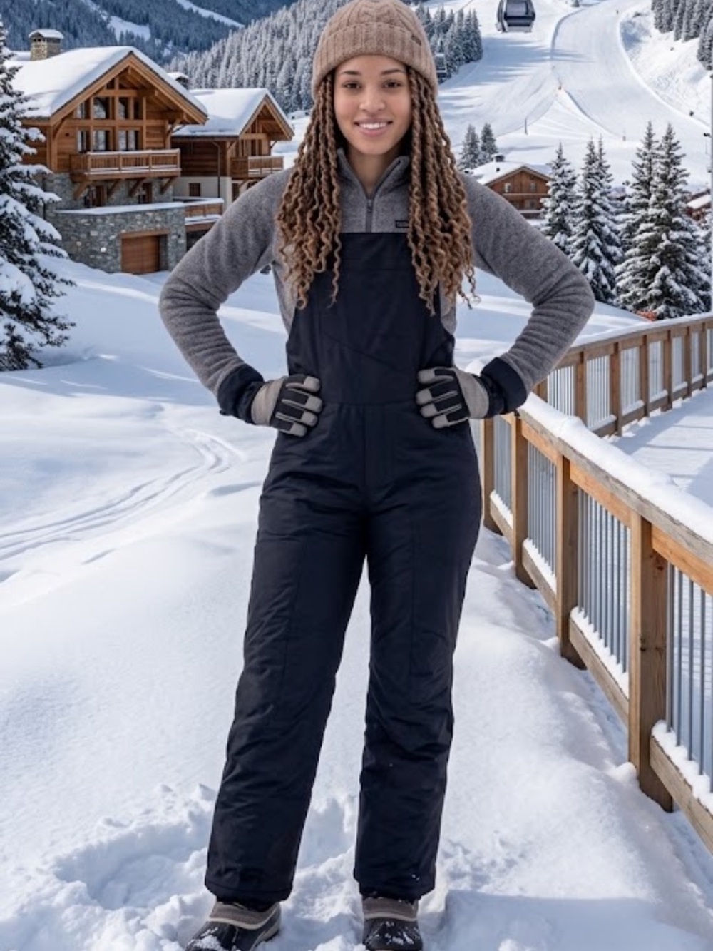UAI Sport Ski Bibs 36 Black Waterproof Snow Pants Ski Overalls